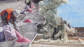 Amazing Way They Blast Rocky Mountain Using Special Powder