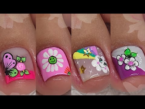 4 MODELOS DE UÑAS PARA DECORAR  LAS UÑAS DE LOS PIES 🦶🏼🦶🏼😍💅