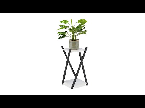 Étagère à plantes effet bois Noir - Blanc