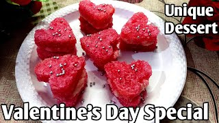 Valentine's Day Special Quick And Unique Dessert Recipe  | Bread Dessert Recipe |