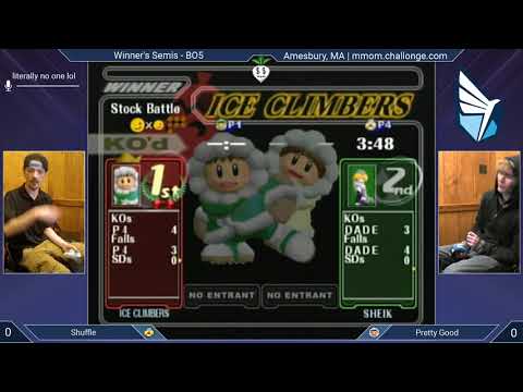 MMOM144 SSBM - Shuffle (Sheik, Fox) vs. Pretty Good (Ice Climbers) - Melee WSF