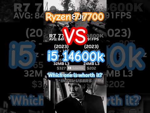 RYZEN 7 7700 vs I5 14600K Which is Better for Gaming? 🔥 #shorts #pcgaming #benchmark