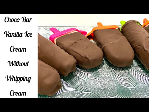 Choco Bar Vanilla Ice Cream Recipe Without Whipping Cream | By Samina Asif
