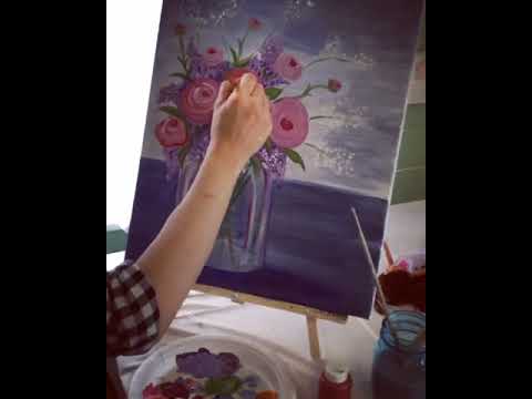 Acrylic Painting Timelapse - Flowers in a Vase