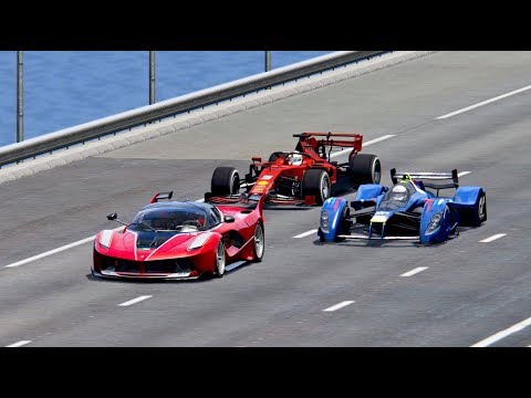 Ferrari F1 2019 vs Red Bull X2010 vs Ferrari FXX K - Drag Race