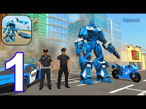 Police Robot Car Transporter - Gameplay Walkthrough Part 1 Transform Robot Car, Moto Robot and Plane
