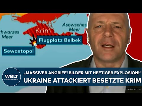PUTINS KRIEG: "Massiver Angriff! Bilder mit heftiger Explosion!" Krim-Luftwaffenstützpunkt im Visier