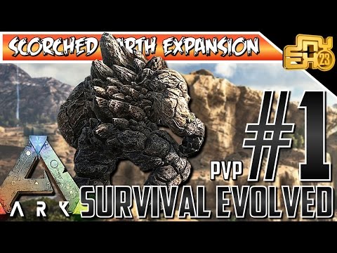 ARK SCORCHED EARTH XB1 PVP SERVER EP 1 - ROCK ELEMENTAL ATTACKS!!