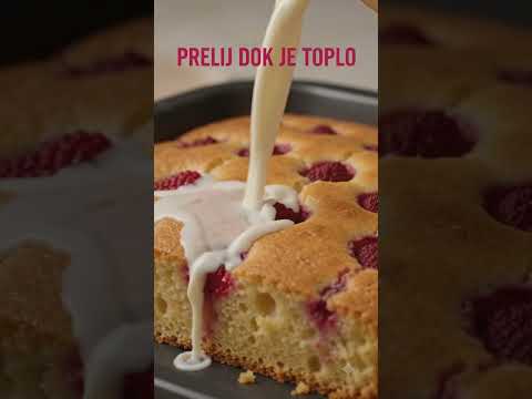 Posni griz kolač sa malinama i kokosom 🍓🥥