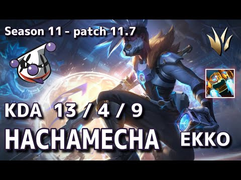 【韓国サーバー/D2】RJ Hachamecha エコー(Ekko) VS リーシン(Leesin) JG - Patch11.7 KR Ranked【LoL】