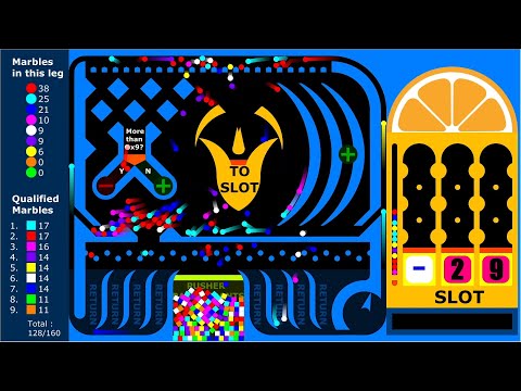Slot + Pusher Game (Unexpected happened) - Marble Race in Algodoo