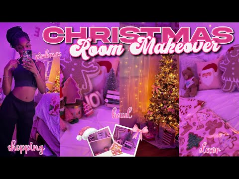 CHRISTMAS ROOM MAKEOVER 🎄🎀| shopping, haul, decor, + more! | Vlogmas Day 1