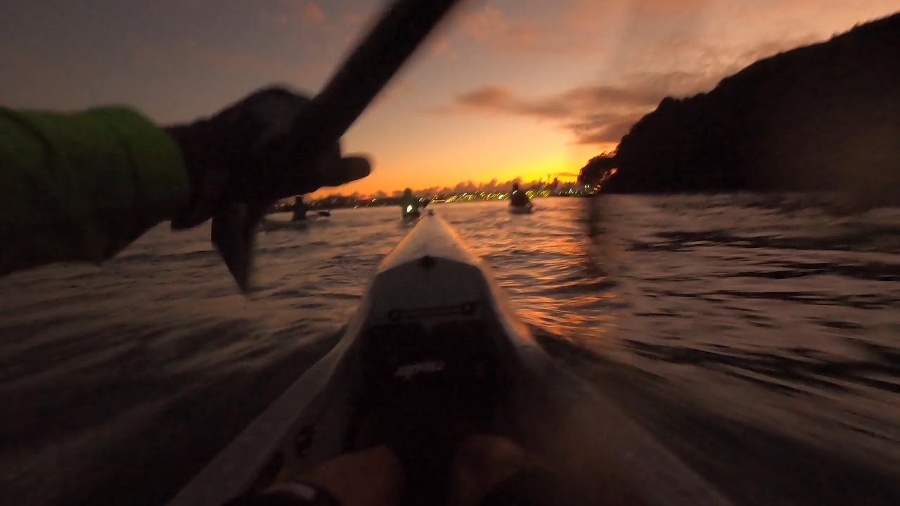 Paddling a surfski at night