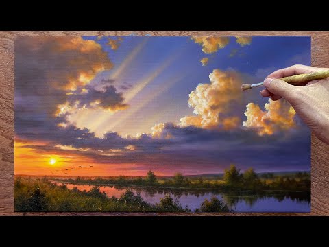 Cloud painting technique / Acrylic painting / A Lu Art.