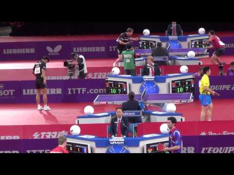 Zhang Jike vs Fan Zhengdong side view WTTC 2013 2