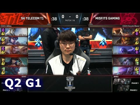 SK Telecom T1 vs Misfits | Game 1 Quarter Finals S7 LoL Worlds 2017 | SKT vs MSF G1