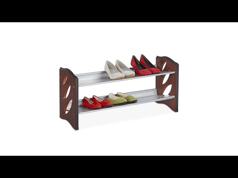 Schuhregal stapelbar für 8 Paar Schuhe Braun - Silber - Holzwerkstoff - Metall - 82 x 39 x 28 cm