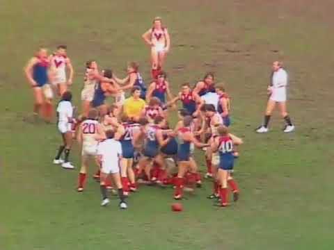 Melbourne & South Melbourne players sorting things out during this round 18 match in 1981.