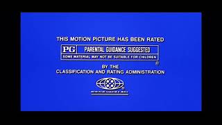 THE MOTION PICTURE HAS BEEN RATED PG BY THE CLASSIFICATION AND RATING ADMINISTRA