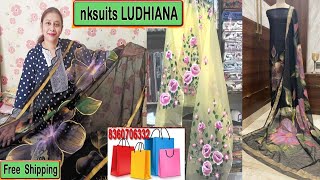 #nksuits brush 🖌️ hand painted cotton georgette suits with organza dupatta pure dupatta hand 🎨 paint
