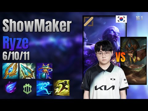 ShowMaker Mid Ryze vs Cassiopeia lol KR solo rank Full Game 16.1 | 쇼메이커 라이즈 vs 카시오페아