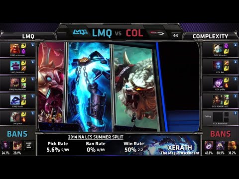 LMQ vs compLexity | S4 NA LCS Summer split 2014 Week 10 Day 1 | LMQ vs COL W10D1 G1 Full Game HD