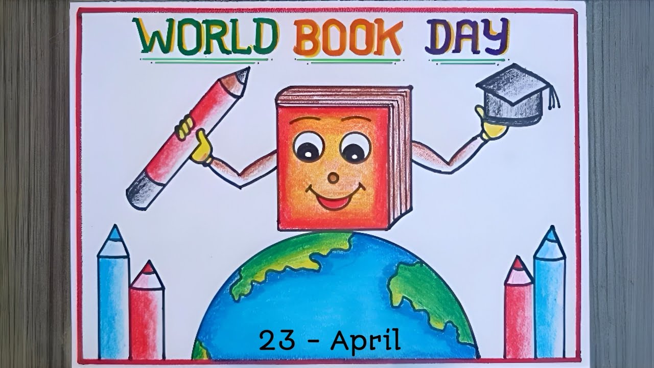 World Book Day Drawing / World Book Day poster Drawing / Reading Day Drawing / World Book #books
