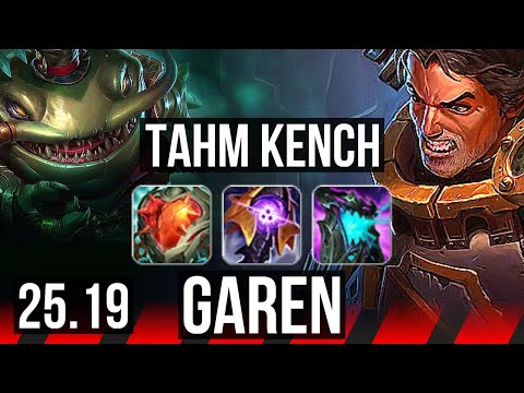 TAHM KENCH vs GAREN (TOP) | 12/1/3, 8 solo kills, Legendary, 600+ games | EUW Diamond | 25.19