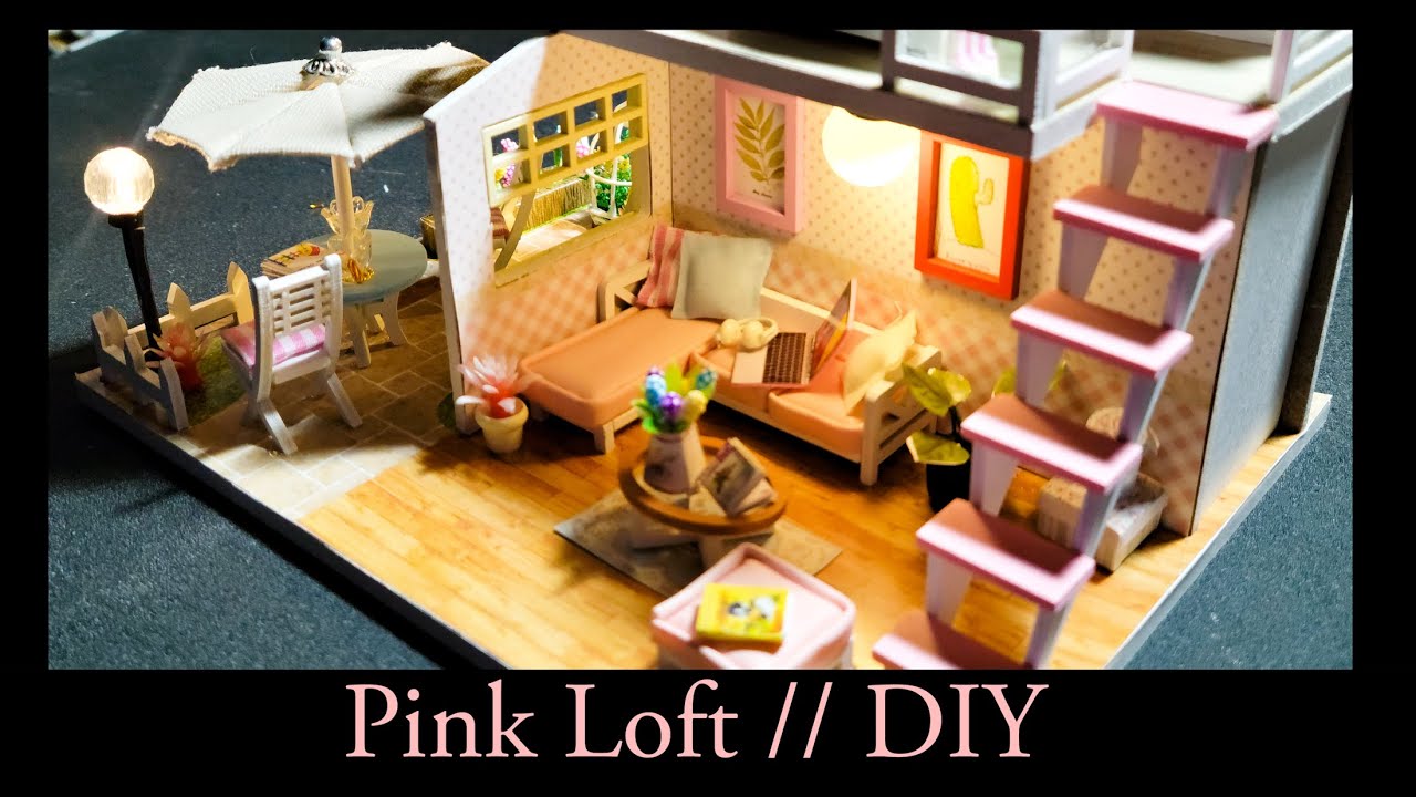 Pink Loft // DIY Miniature House Kit // Timelapse