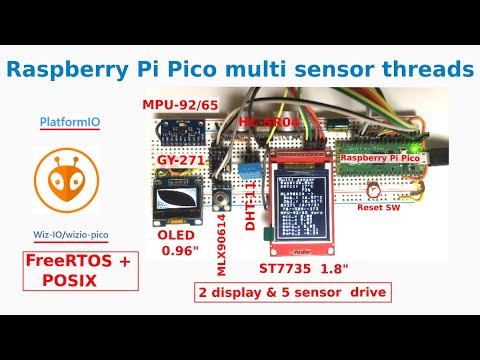 Raspberry Pi Pico Multi sensor threads working test