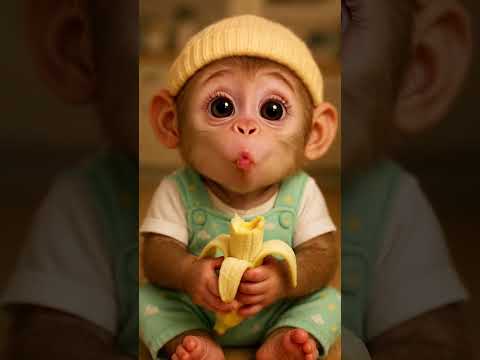 This Baby Monkey Eats a Banana for the First Time!