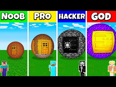 Unbelievable Minecraft Battle: NOOB vs PRO vs HACKER vs GOD - Sphere House Build Challenge