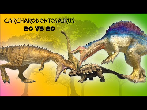 CARCHARODONTOSAURUS VS ALL DINOSAURS | 20 VS 20 - Animal Revolt Battle Simulator