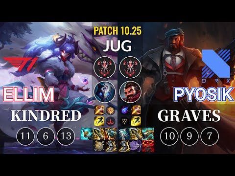 T1 Ellim Kindred vs DRX Pyosik Graves Jungle - KR Patch 10.25