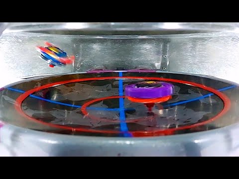 Shadow Hades tanks Ultimate Valkyrie and sends it flying twice in Slow Motion ベイブレードバースト