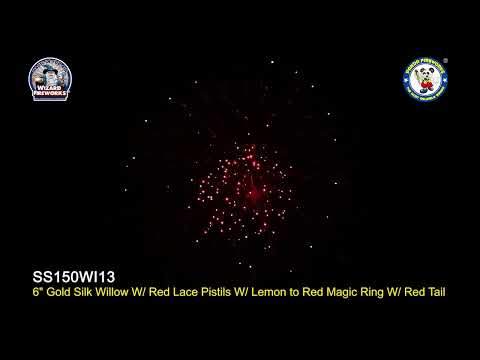 1.3G FIREWORKS: 6" GOLD SILK WILLOW W/RED LACE PISTIL W/LEMON TO RED MAGIC RING W/RED TAIL-SS150WI13