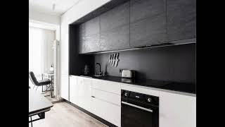 Современная прямая чёрно-белая кухня Проект 73 фото 4