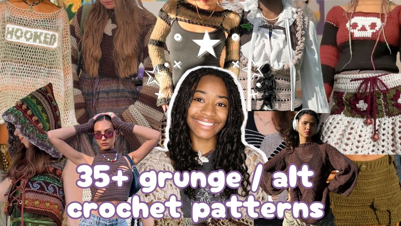 35+ grunge & alternative crochet patterns & tutorials ˖°✮˚ | crochet inspiration for all seasons