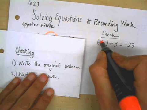 6 2 3 Solving Equations Recording Work Part 1