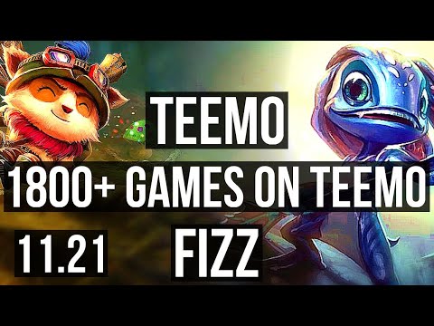 TEEMO vs FIZZ (MID) | 2.4M mastery, Rank 6 Teemo, 1800+ games, 8/1/3 | KR Master | 11.21