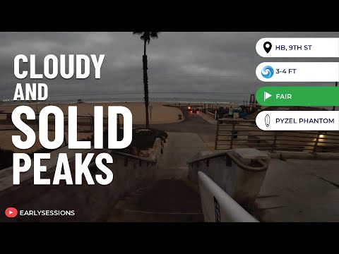 Cloudy, solid peaks and heavy current @Huntington Beach - 9th St [POV SURF]