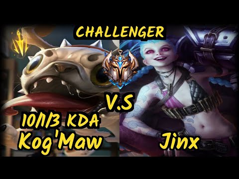 CGA Cody Sun (KOG'MAW) vs JINX - 10/1/3 KDA BOTTOM ADC CHALLENGER GAMEPLAY - NA
