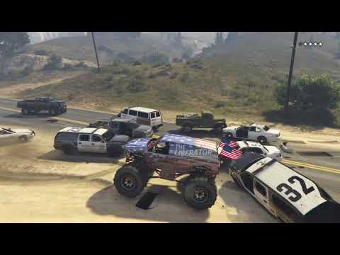 Liberator Raider 001 - GTA Grand Theft Auto 5 Epic Chase Explosions Monster Truck Demolition Derby