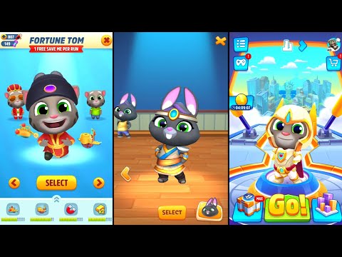 Talking Tom Gold Run Fortune Tom Chinese Version vs Hero Dash Platinum Tom vs Time Rush Mythic Becca