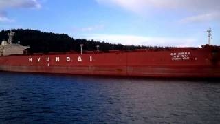 preview picture of video 'Hyundai Atlas bulk carrier at an anchor in Plumper Sound Sept 23rd 2013'