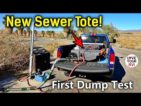 Camco Rhino Sewer Tote Tank - Features & First Use Demo with FlowJet Macerator Pump