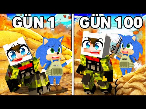 ENES VE BEBEK SONİC SAVAŞTA 100 GÜN HAYATTA KALDI 😱 Minecraft