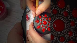 Here is a process video of me painting a new dot art mandala stone. ❤️🤎🤍 #mandala