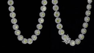 Designer Solitaire Center Stone 2 Tone White Gold Cluster Diamonds Men's Necklace