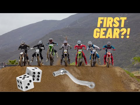 Dirtbike-Rennen, aber der Würfel bestimmt, in welchem ​​Gang wir fahren